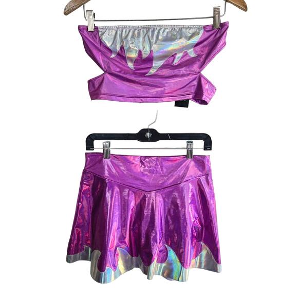 NWT DOLLS KILL CLUB EXX 2 PIECE SET TUBE TOP SKATER MINI SKIRT - Picture 1 of 3